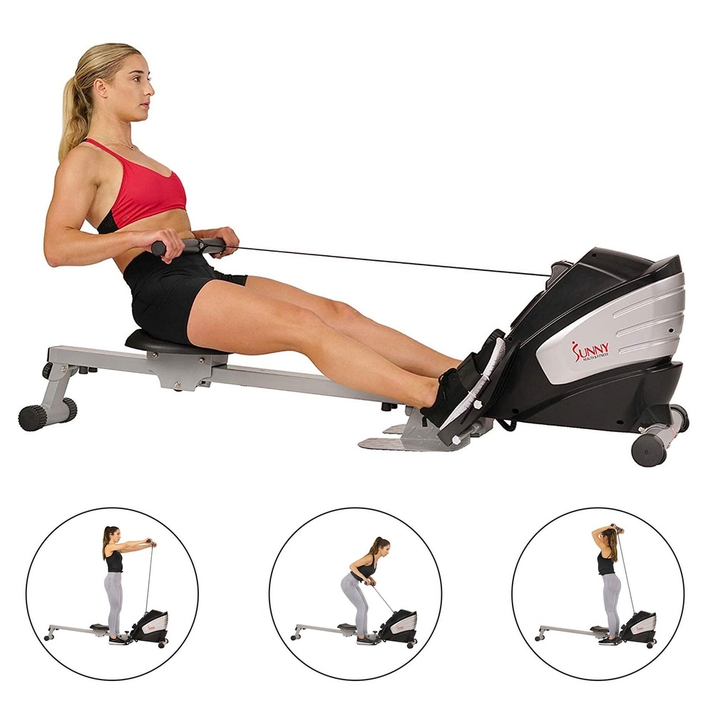 Circuit fitness deluxe foldable magnetic rowing machine with 8 resistance setting & transport wheels hot sale