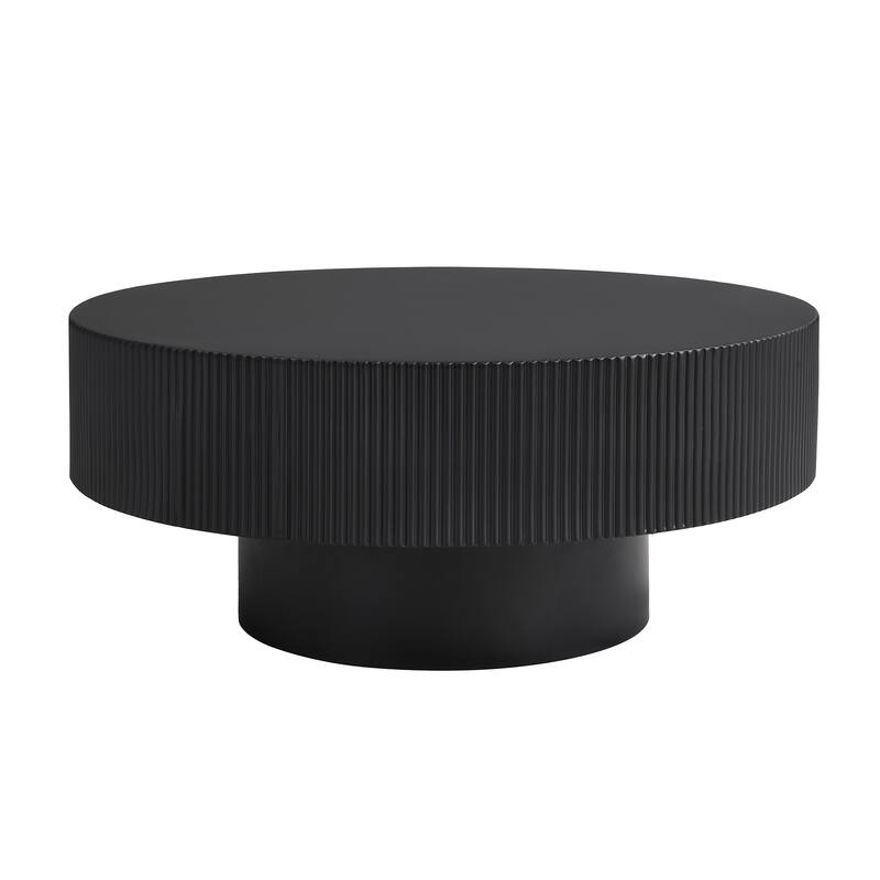 Modern Round Drum Coffee Table with Sturdy Base