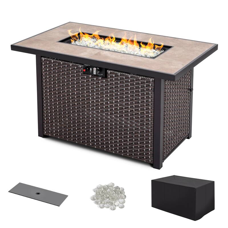 43inch Rattan Gas Fire Pit Table Bed Bath & Beyond 38334485