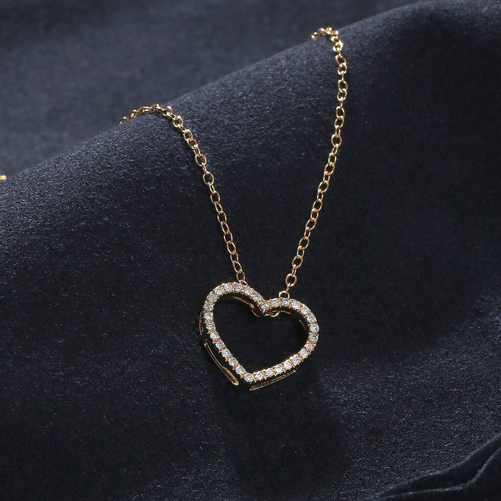 1/6ct - 1/2ct TDW 14k Gold Open Heart Diamond Pendant Necklace for Women