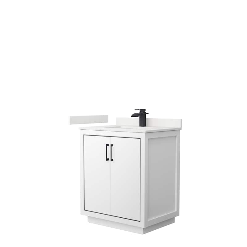 Icon 30-inch Single Vanity, Quartz Top - White, Black Trim, White Quartz Top