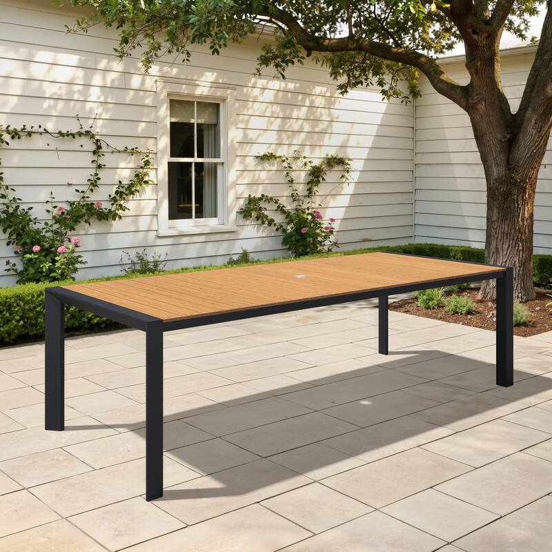 Pellebant Premium Outdoor Patio Aluminum Dining Table with Umbrella Hole