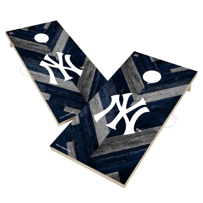 New York Yankees MLB Cornhole Board Set - Include Team Bags + Case & Lights