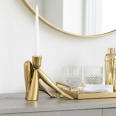 Metal Aluminum Pillar Holder with Sculptural Leg-Shaped Design