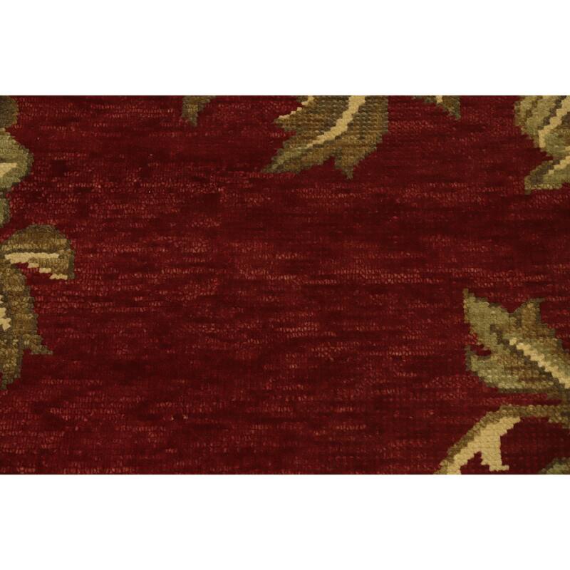 Red Floral Indian Area Rug 6x10 - 9' 8'' X 6' 4''