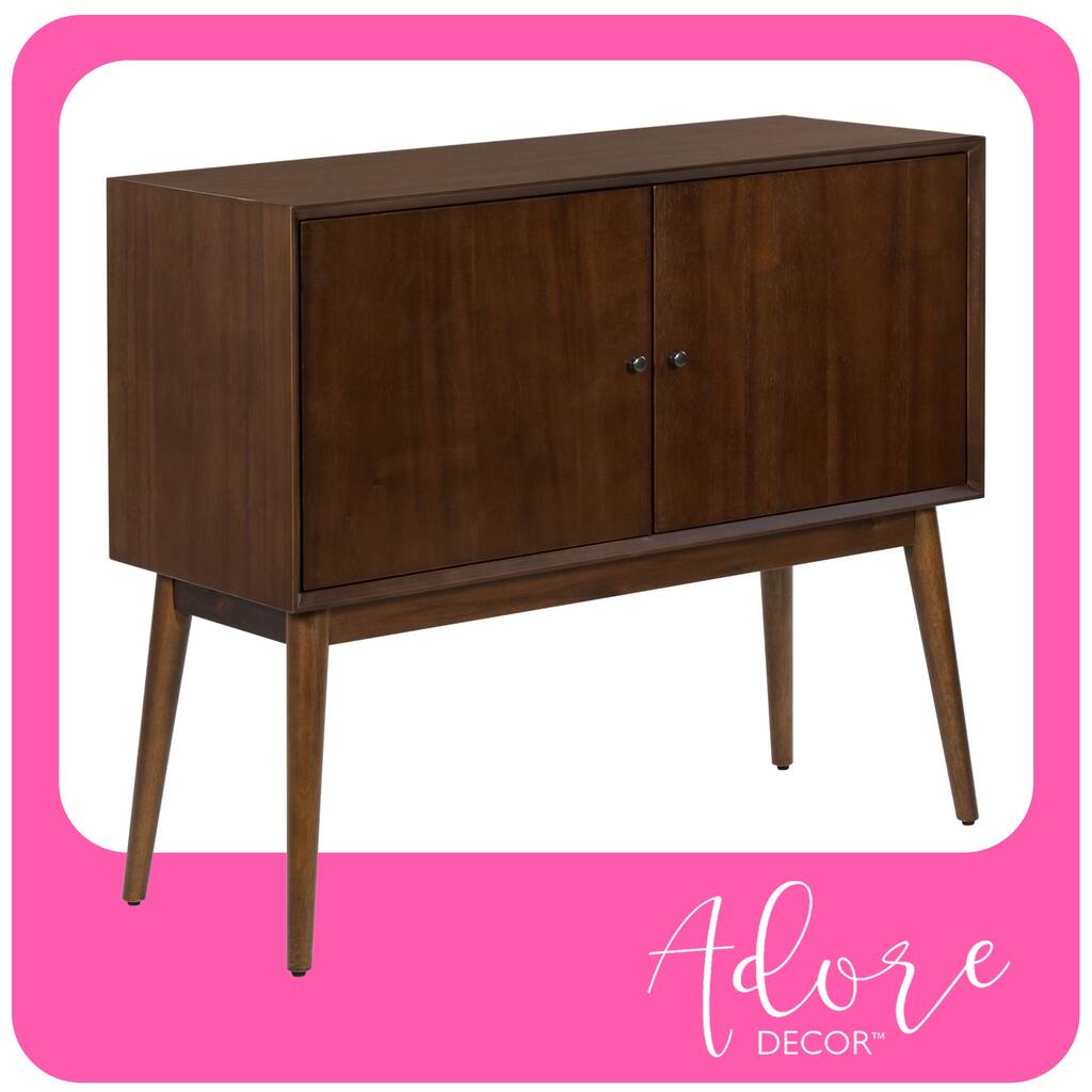 Adore Decor Brookline 2 Door Storage Cabinet, Compact Console Table or Sideboard, Walnut Brown