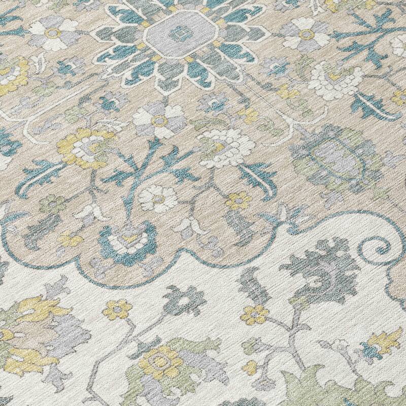 Machine Washable Indoor/ Outdoor Traditional Indore Chantille Rug