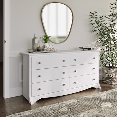 Prepac Monterey 6 Drawer Double Dresser for Bedroom, Wide Chest of Drawers, Traditional Bedroom Furniture
