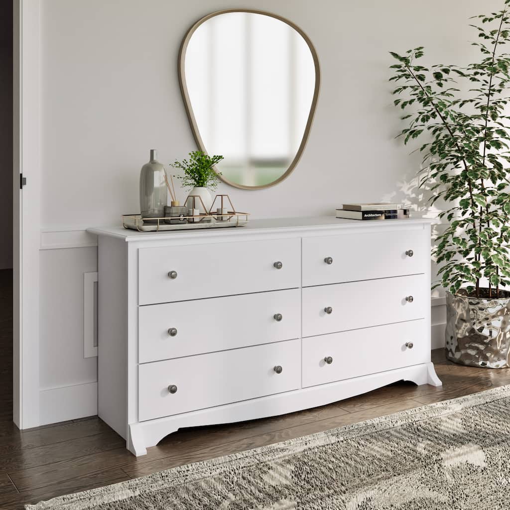 Prepac Monterey 6 Drawer Double Dresser for Bedroom, Wide Chest of Drawers, Traditional Bedroom Furniture
