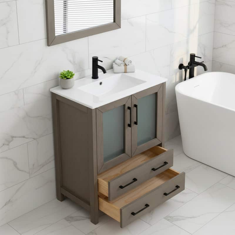 Vanity Art 30-in. Single-sink Bathroom Vanity w/ Wall Mirror - 29.1 W x 18.1 D x 35.8 H