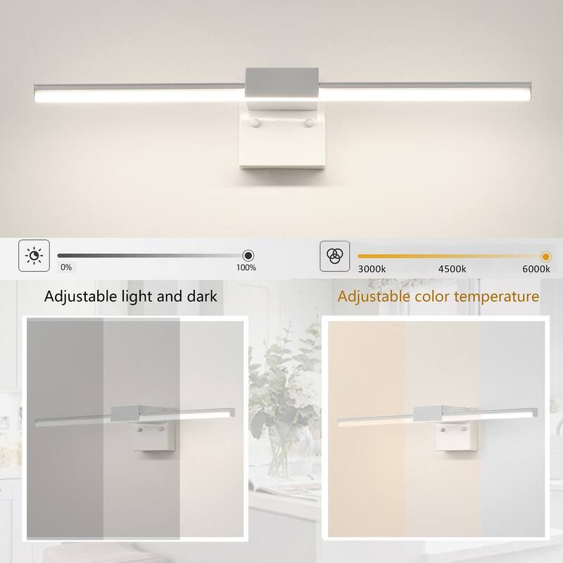 Modern Black or White 23.74-inch Linear LED Dimmable Bathroom Vanity Lighting Fixture