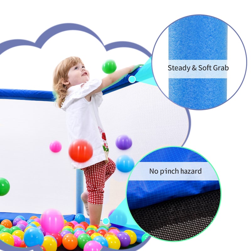 55" Toddlers Trampoline with Safety Enclosure Net and Balls, Indoor Outdoor Mini Trampoline for Kids