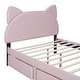 preview thumbnail 57 of 56, Upholstered Platform Bed with Cartoon Ear Headboard and Drawers