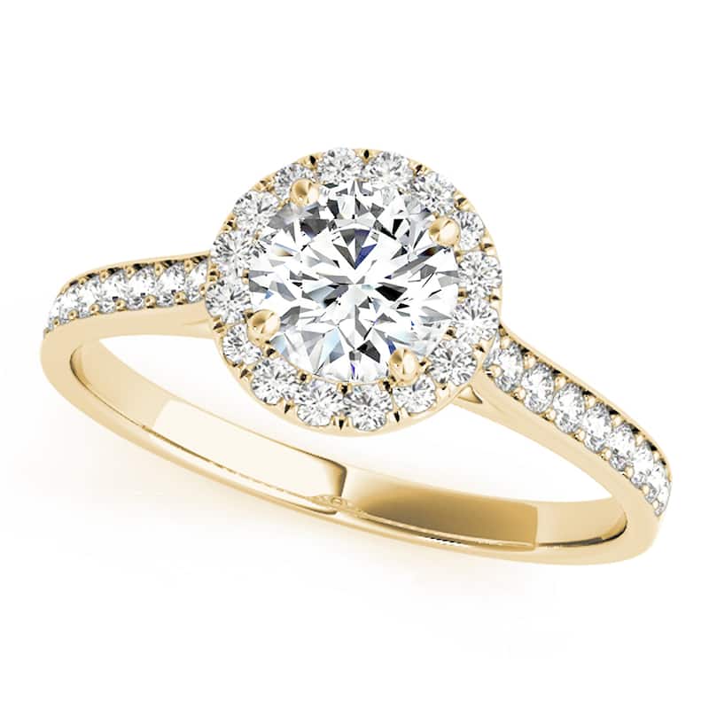 Auriya 14k Yellow Gold Lab Grown Round Diamond Halo Engagement Ring 0.50 to 5.00 ct. tw. (F-G VS) - 1.00 carats - 8.5