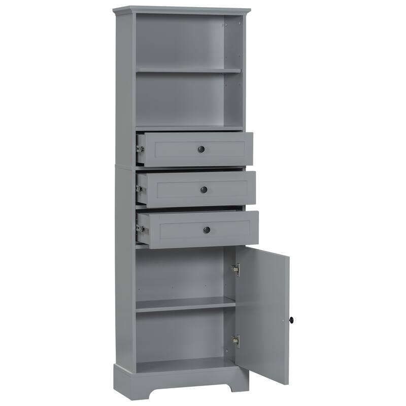 Bathroom Storage Cabinet with Adjustable Shelf and Anti-Tip Kit, Freestanding Clothes Cabinet Floor Cabinet