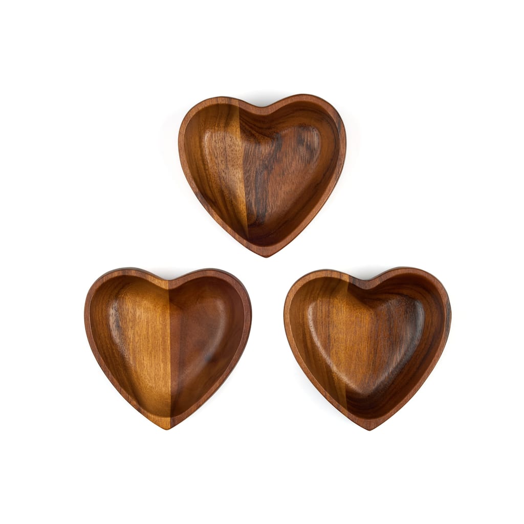 Nambe Set of 3 Heart Small Bowls - 4.75" x 5"
