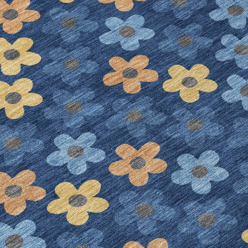 Machine Washable Indoor/ Outdoor Floral Kechi Chantille Rug