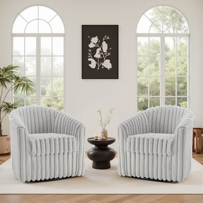 Single Sofa Armchair Swivel Barrel Chair (Set of 2)