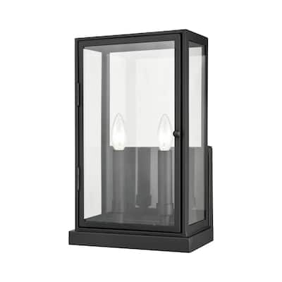 Elk Home Foundation Matte Black With Clear Glass 2 Light Wall Sconce