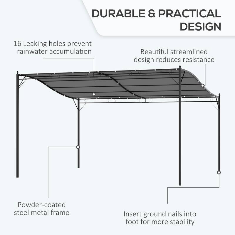 Outsunny 13' x 10' Steel Outdoor Pergola Gazebo, Patio Canopy with Weather-Resistant Fabric and Drainage Holes