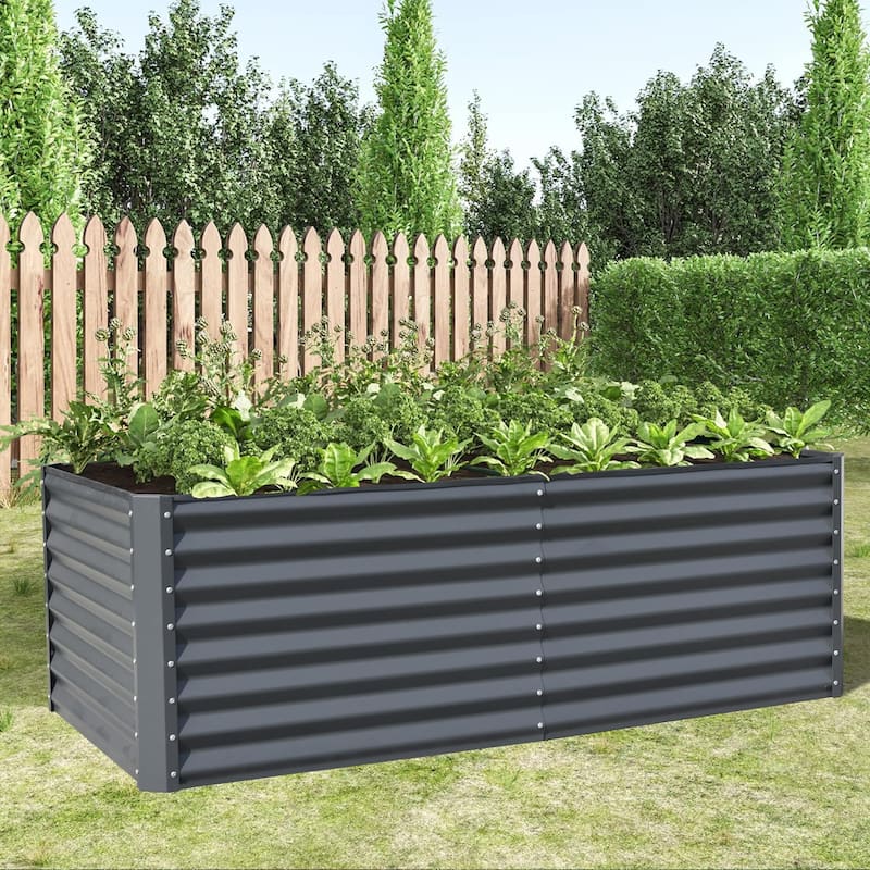 6x3x2ft Galvanized Raised Garden Bed, Planter Garden Boxes Large Metal Planter Box for Gardening Vegetables Fruits Flowers