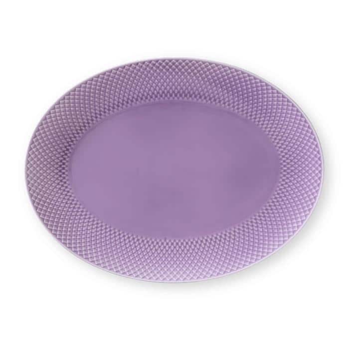 Lyngby Porcelæn Rhombe Color Oval Serving Dish, W: 13.8" - 13.8" W x 10.4" D - Lilac