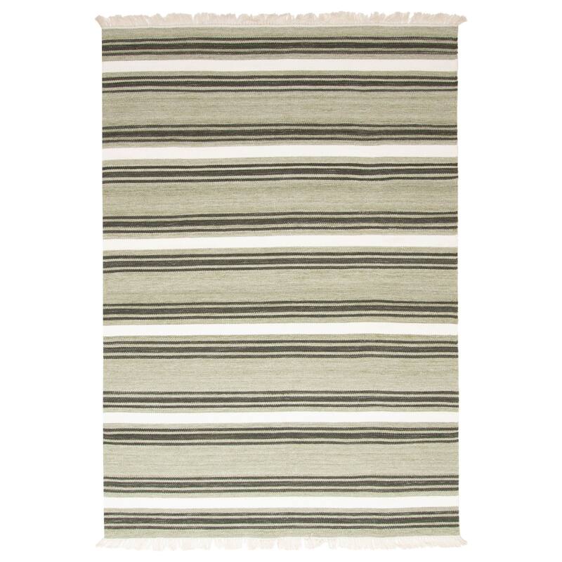 ECARPETGALLERY Flat-Weave Ankara FW Light Green Wool Kilim - 5'2 x 7'8