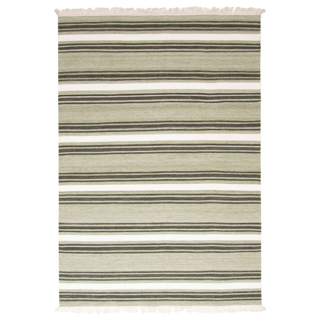 ECARPETGALLERY Flat-Weave Ankara FW Light Green Wool Kilim - 5'2 x 7'8