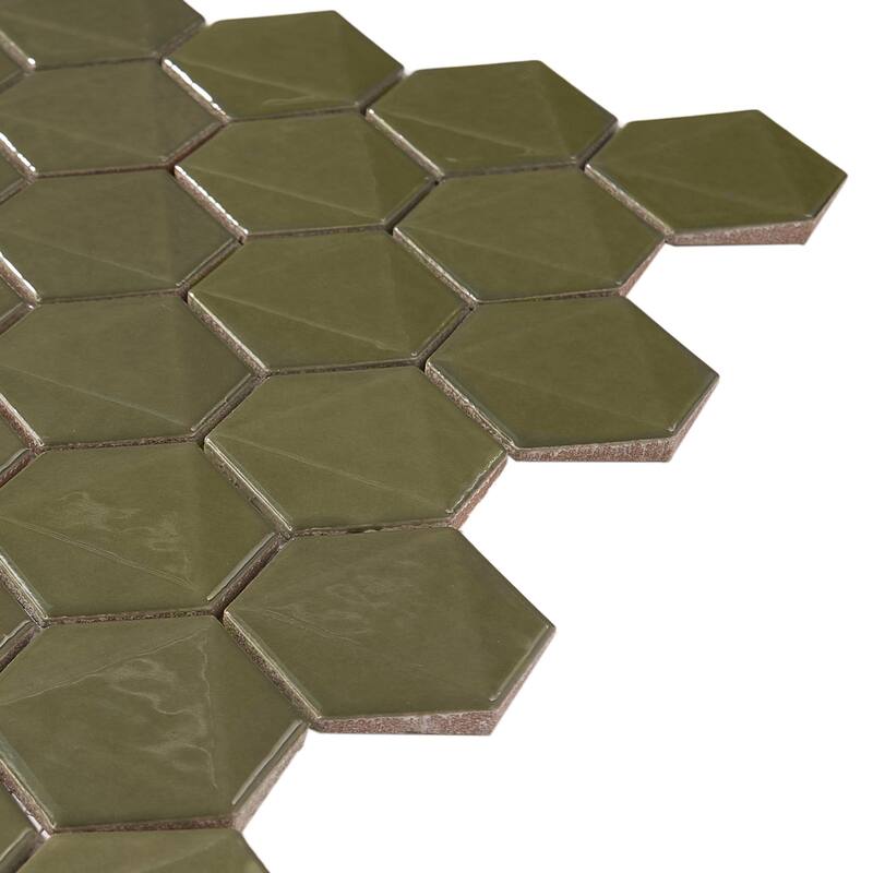 3D Hexagon 2" x 2" Glossy Porcelain Mosaic Tile