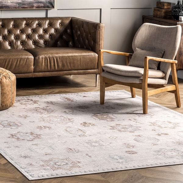 nuLOOM Krystin Machine Washable Distressed Area Rug Overstock 32887944