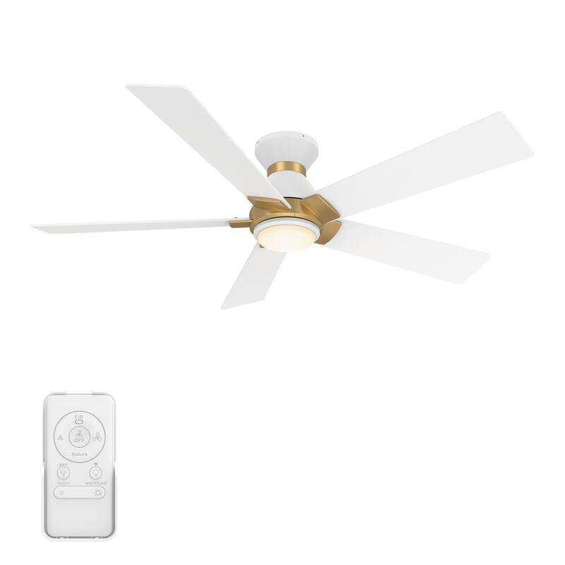 CARRO Joule 52" 5-Blade Smart Ceiling Fan with Light and Remote-Flush Mount