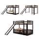 preview thumbnail 17 of 42, Twin Over Twin Bunk Bed with Removable Floor Bed and Bottom Guardrails, Fun Kids Loft Bed Frame with Ladder and Slide