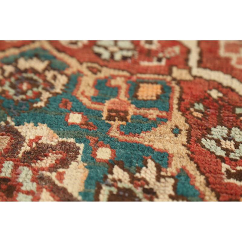 Hand Knotted Oriental 100% Wool Carpet Traditional Geometric Navy Blue & Blues Ardebil Runner Rug - 11' 2'' X 3' 1''