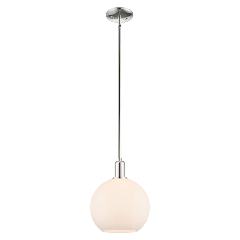 Innovations Lighting Endless Possibilities Arcadia - Athens - 1 Light 10" Stem Hung Mini Pendant - Polished Nickel/Matte White