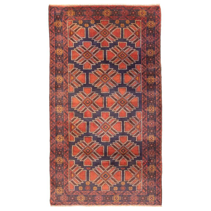 ECARPETGALLERY Hand-knotted Teimani Dark Navy Wool Rug - 3'7 x 6'2