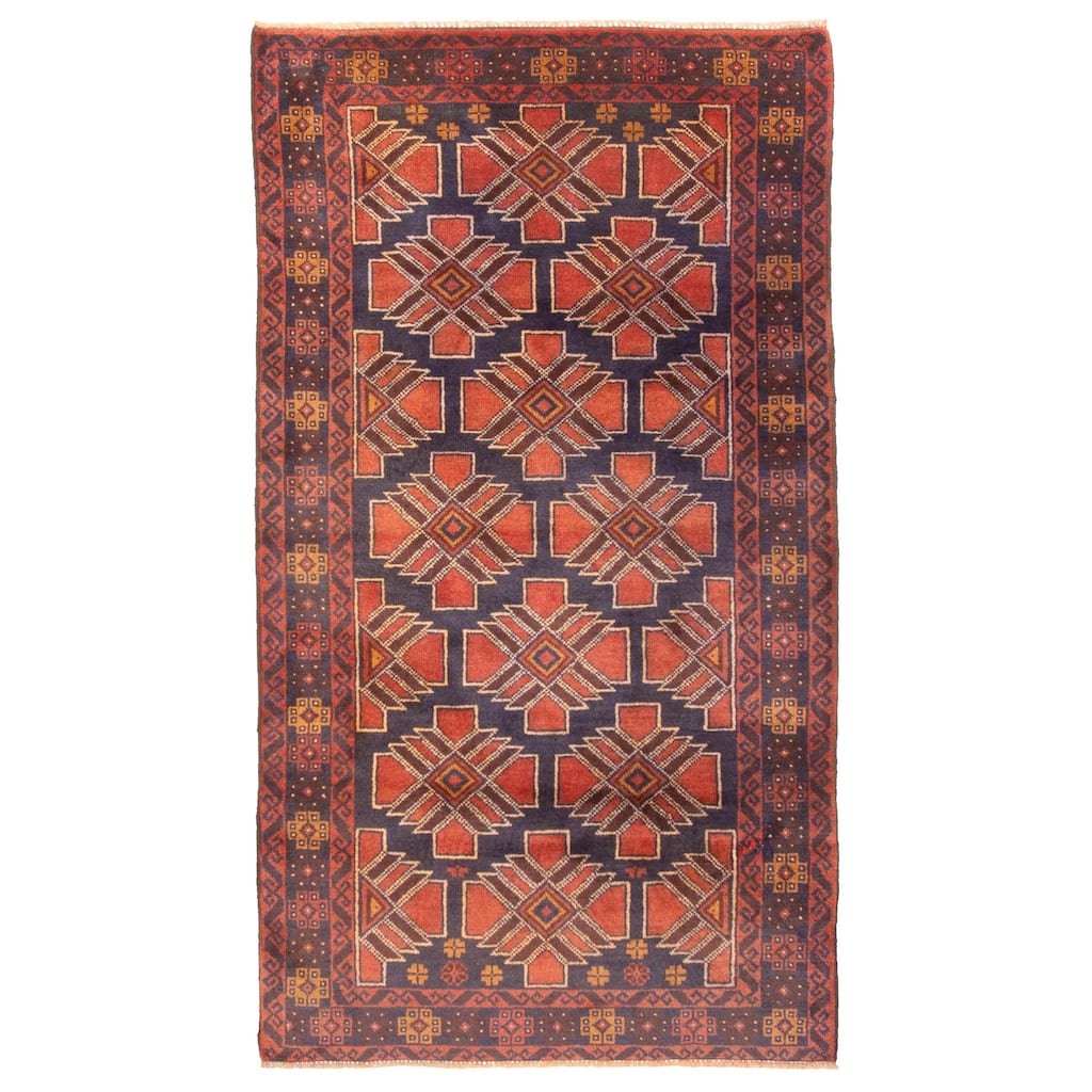 ECARPETGALLERY Hand-knotted Teimani Dark Navy Wool Rug - 3'7 x 6'2