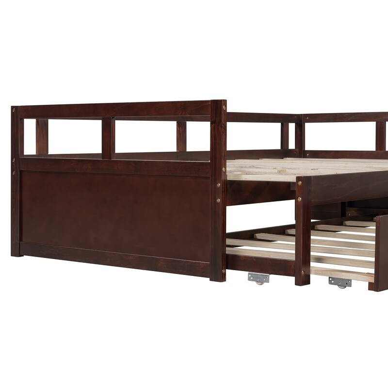Roomfitters Twin Extending Daybed with Pull-Out Trundle, Expands to King Size