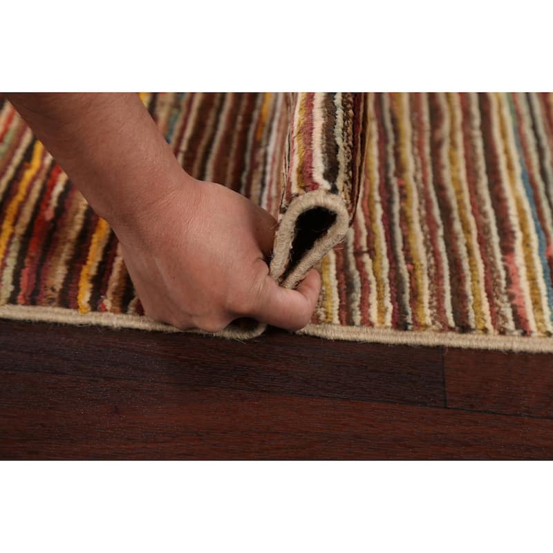 Contemporary Striped Gabbeh Kashkoli Area Rug Wool Hand-knotted Carpet - 2'6" x 4'1"