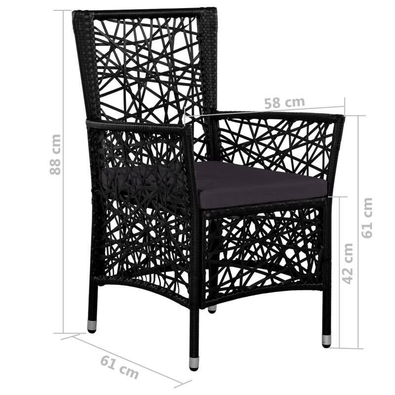 vidaXL 9 Piece Patio Dining Set Poly Rattan Black