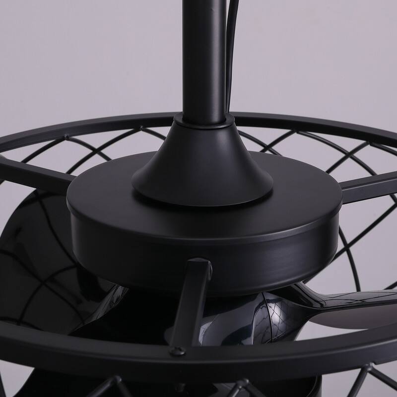 20'' Outdoor Ceiling Fan with Light Remote Control Plug-in Fandelier Dimmable Caged Ceiling Fan for Gazebo Patio Pergola - N/A