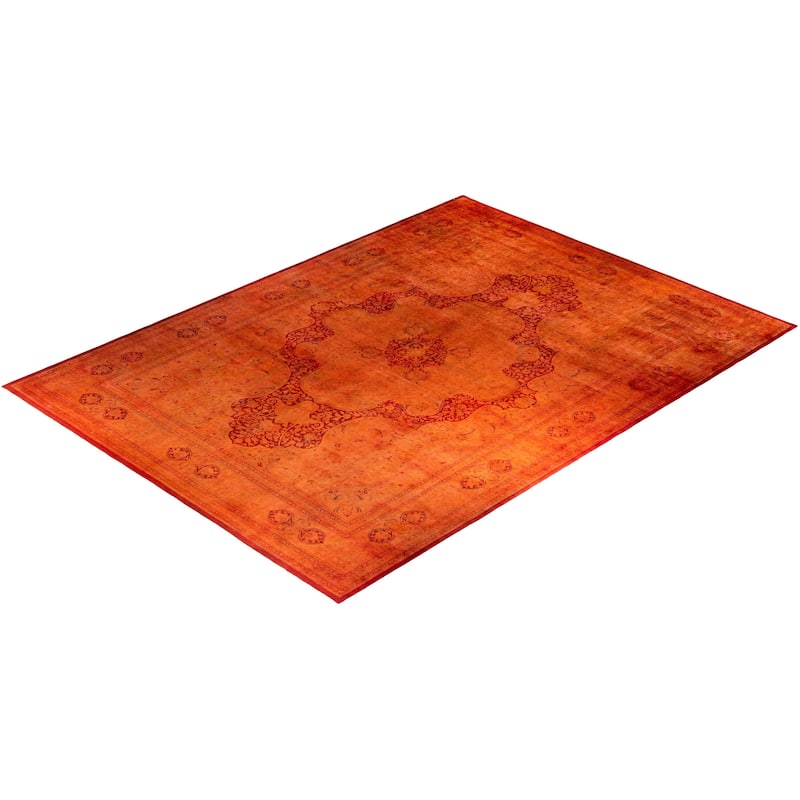 Overdyed, One-of-a-Kind Hand-Knotted Area Rug - Orange - 12' 4" x 16' 10"