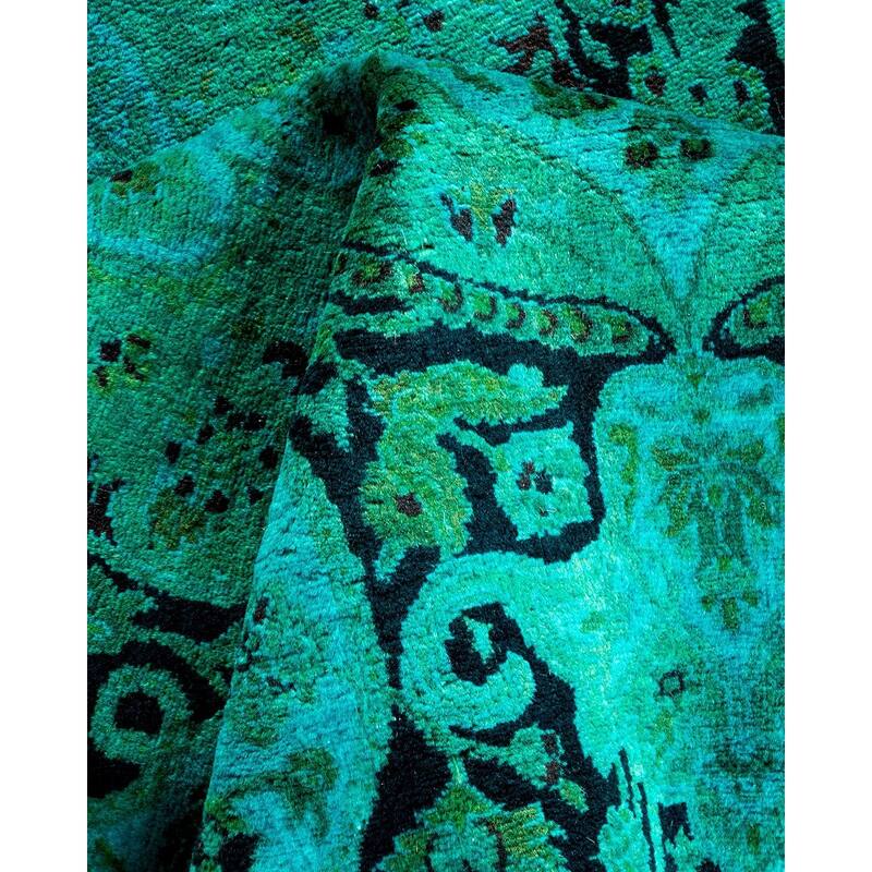 Overton Hand Knotted Wool Vintage Inspired Modern Contemporary Overdyed Blue Area Rug - 4' 2" x 6' 4"