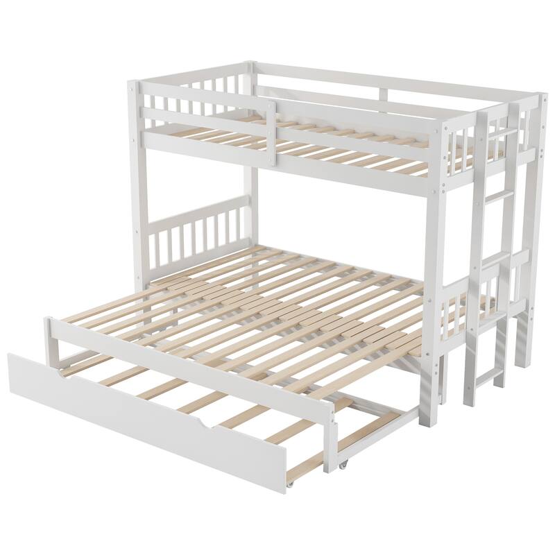 Twin Over Pull-Out Bunk Bed with Trundle, Space-Saving Design