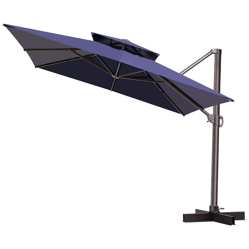 VredHom 11 Ft Patio Cantilever Offset Umbrella with Double Top