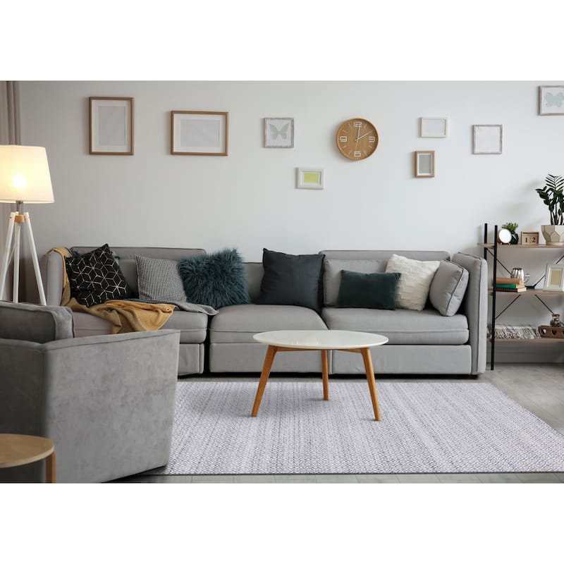 Grey Cream French Country Recycled Area Rug