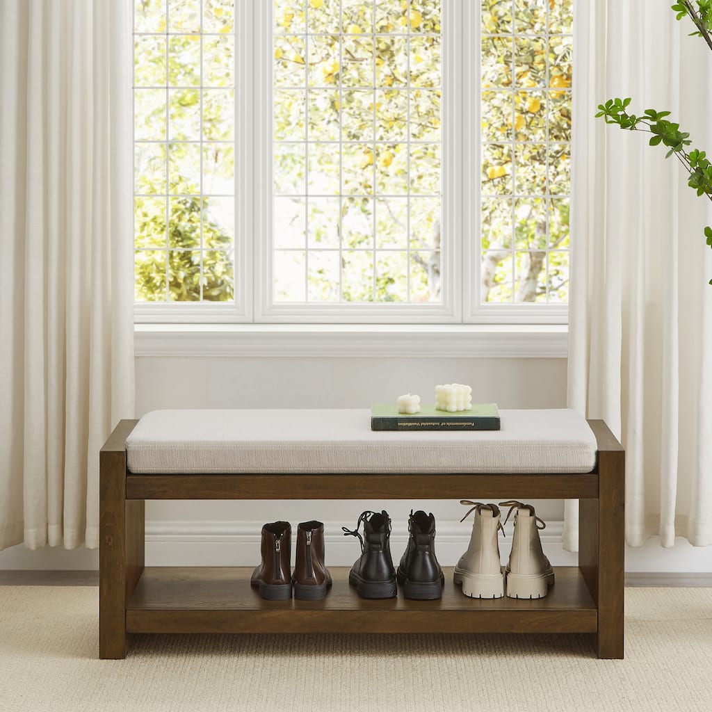 40in Accent Bench with Lower Shelf Shoe Rack