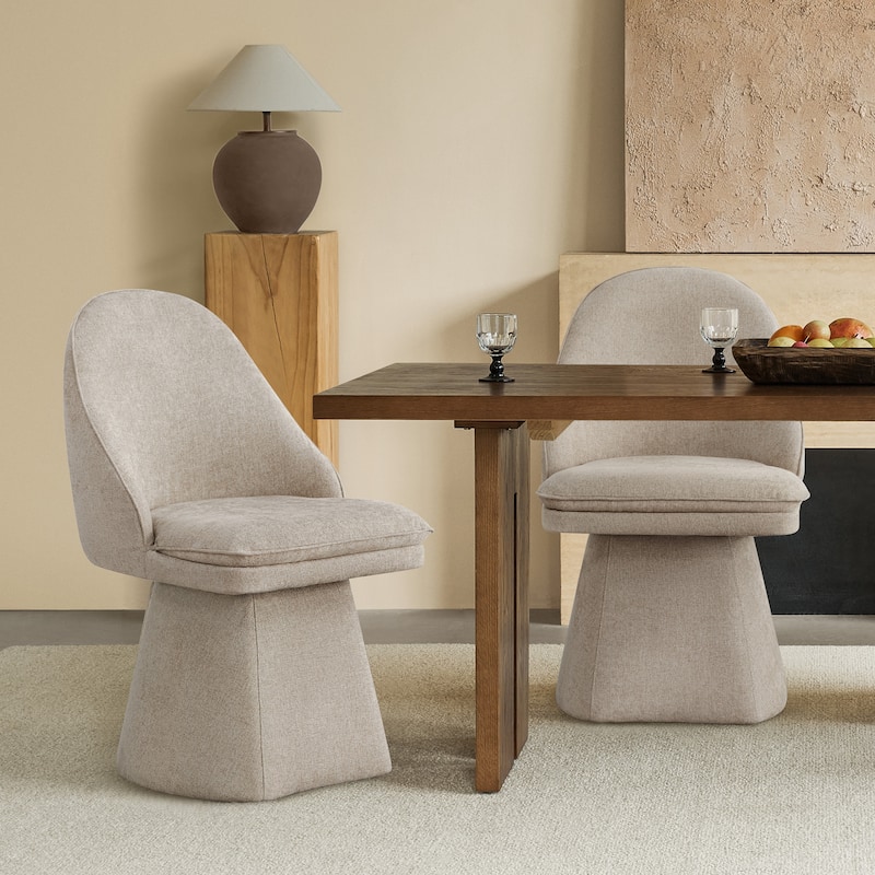 Darah Chenille Modern Upholstered Swivel Armless Dining Chair