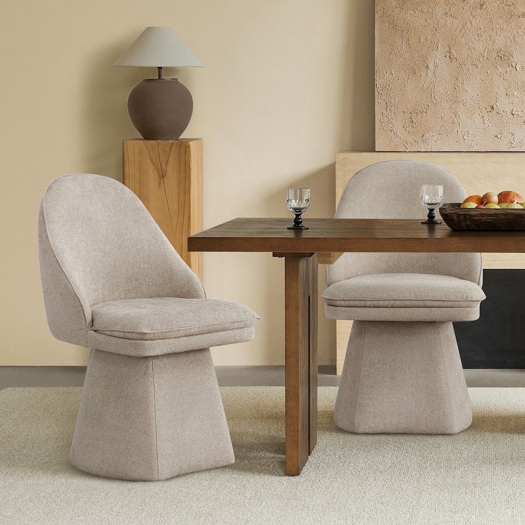 Darah Chenille Modern Upholstered Swivel Armless Dining Chair