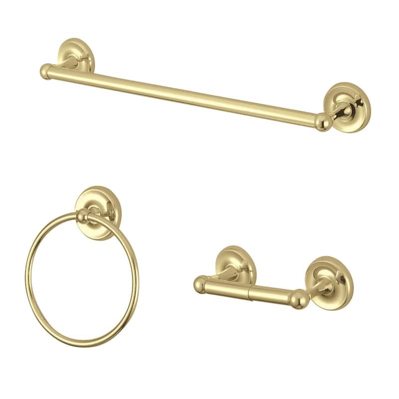 Victorian 3-Piece Bathroom Accessory Set - Polished Brass