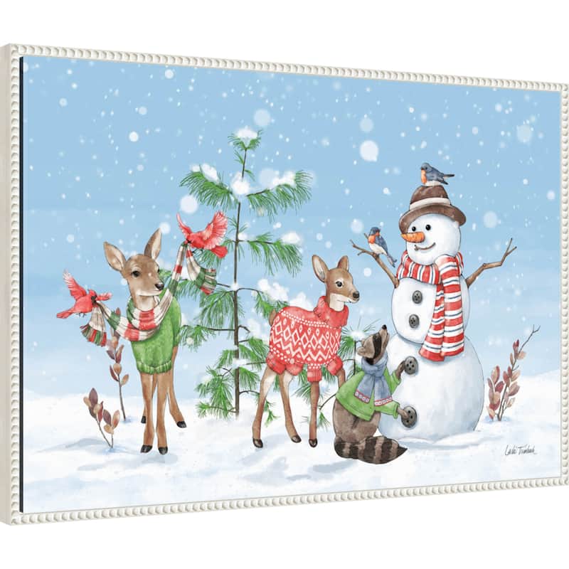 Festive Friends I by Leslie Trimbach (33 x 23 in.), Framed Canvas Wall Art Print - Sylvie Beaded White